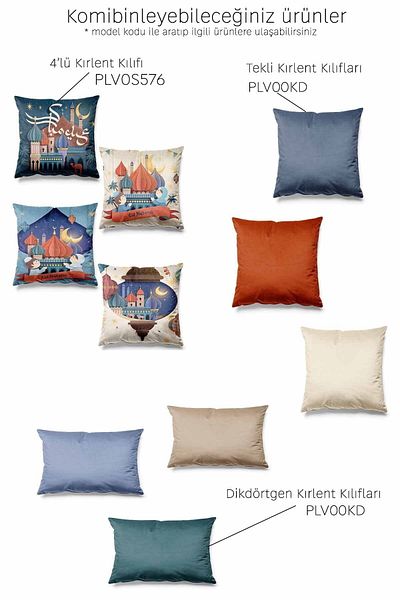 Pilloveland Set de 4 huse de pernă din piele intoarsa cu model Ramadan Kareem