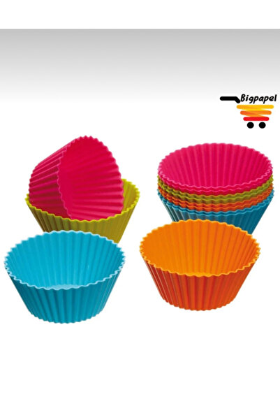 M Mimoza Park 12 Parça Lüx Muffin Kek Kalıbı Seti Tekrar Kullanımlık