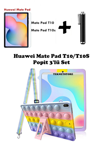 TEKNETSTORE Huawei Matepad T10 / T10s Uyumlu Kılıf Popit Standlı Kapak Askılı...