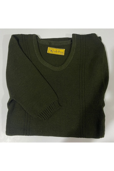 EZER Унисекс Солун Плетен блуза с къс ръкав Вълнена подплата 70% вълна