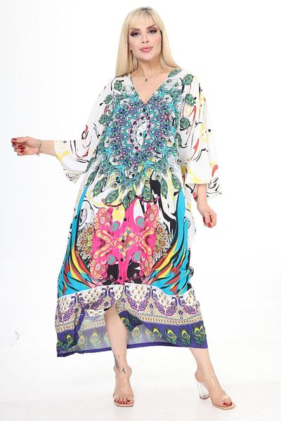 Eceyaman moda Women's Red Blue Oversize Large Dress
