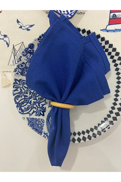 Zeren Home Set de 6 șervețele de servire din material textil fără griji, albastru Saks închis