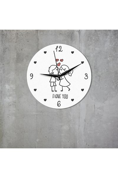 CajuArt Love You Written Cute Drawing Valentine's Day Gift Wall Clock