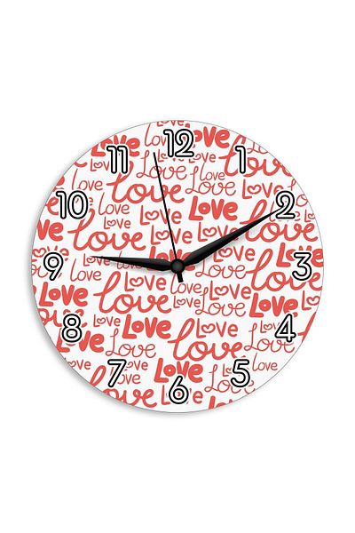 CajuArt Pink Love Written Valentine's Day Wooden Wall Clock Gift