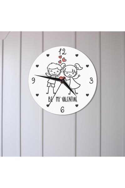 CajuArt Be My Valentine Written Cute Drawing Valentine's Day Gift Wall Clock