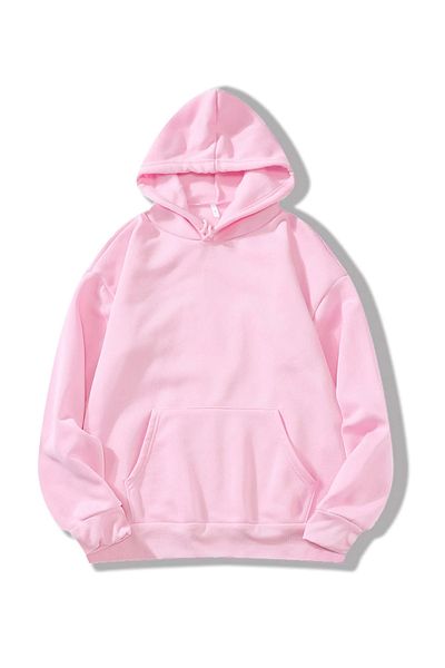 Ginevra Unisex Basic μονόχρωμη κουκούλα με μαλακό φλις φούτερ oversize
