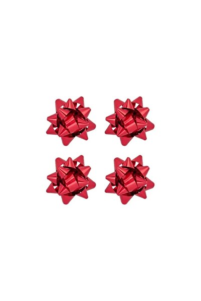 Ambalaj Evi Ornament cu stea cu fundă adezivă metalică roșie, ornament pentru...