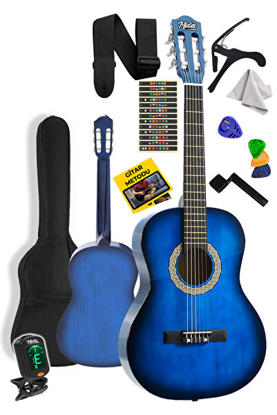 Midex Cg-36bl-pak Kaliteli 36 Inç 3/4 Juniur Çocuk Gitarı 8-12yaş Tuner Çanta Capo Askı Nota Sticker Pena