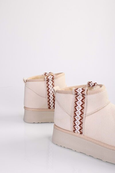 Shoeberry Γυναικείες μπότες Uppy Beige Feather