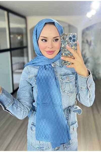 VALORSCARF شال جاكار حريري بنمط كوزا أزرق بحيرة