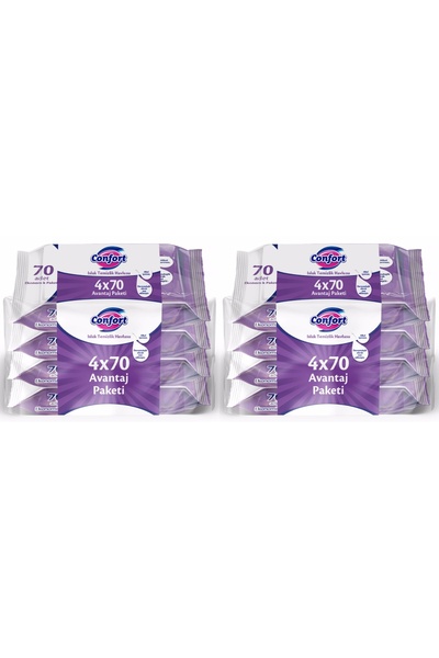 confort مجموعة مناديل التنظيف الرطبة المميزة 4x70 (2 عبوة)