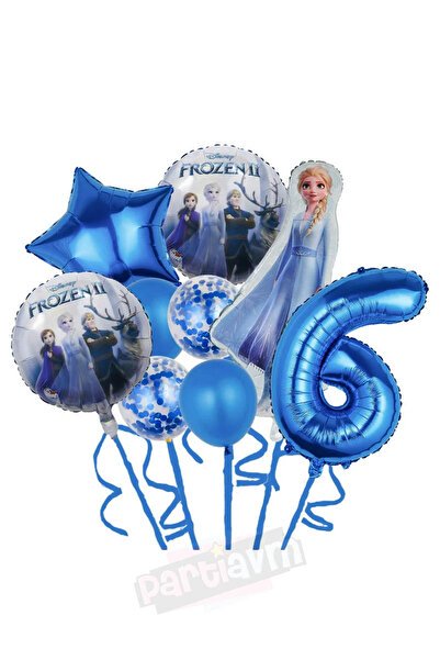 PARTİAVM مجموعة بالونات فروزن إلسا الزرقاء الرقمية مع مجموعة بالونات ملكة الث...