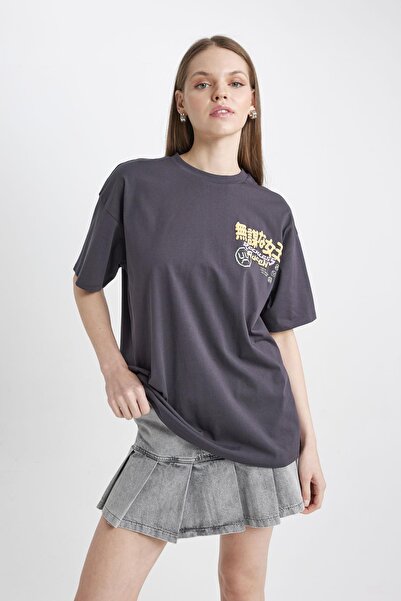 DeFacto Coool Oversize Fit Back Printed Short Sleeve T-Shirt B7048ax24sm