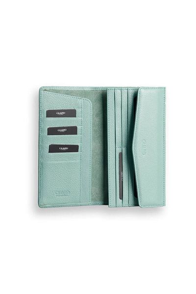 GUARD Genuine Leather Women's Wallet with Water Green Phone Port P2223