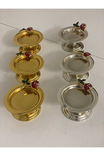 Elzem GOLD AND SILVER 6-PIECE MAKARON BACKER WITH ROSE ACCESSORIES