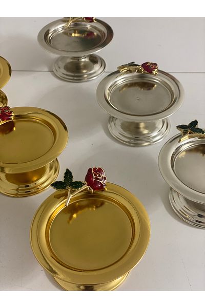 Elzem GOLD AND SILVER 6-PIECE MAKARON BACKER WITH ROSE ACCESSORIES