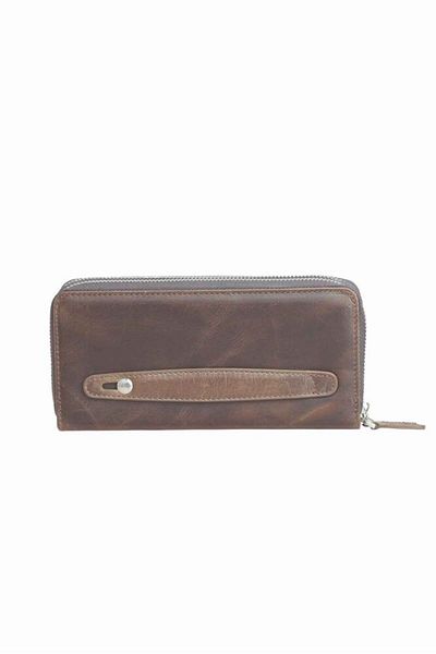 GUARD Double Zipper Crazy Brown Genuine Leather Handbag P3050