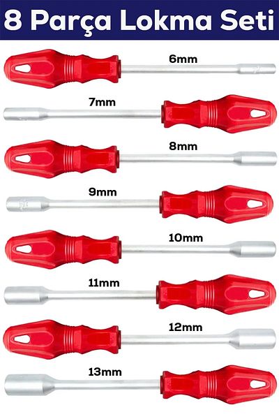 MOONSHOP Pro Series 6-7-8-9-10-11-12-13 8-Piece Socket Set Socket Screwdriver Suitable for Household and Industrial Use