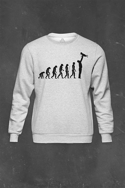 so cool Γκρι φούτερ Evolution Evolution Baby Child Dad Father's Day Printed Unisex Sweat
