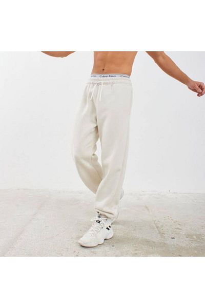 NO 601 Λευκό ψηλόμεσο χοντρό φλις εσωτερικά Jogger Sweatpants 3 κλωστών
