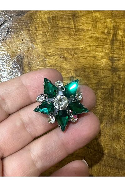 Gönülden Tasarım 3X3 CM PIATRA DE ZIRCON SMARAGD FLORĂ EMBLEMA CUSUT HOBIE ACCESORIUM APPLICAT