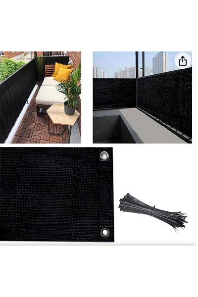 pamukkale branda Balcony Iron Curtain Railing Curtain BLACK Mesh 80 X100