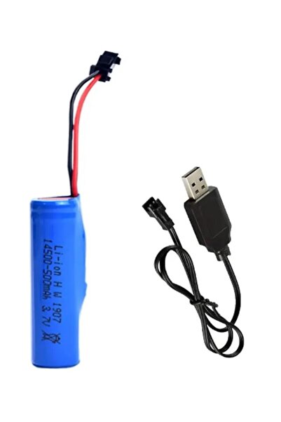 GLANCE 3.7v 14500 Li-on Oyuncak Pili ve Usb Şarj Cİhazı Siyah Soketli