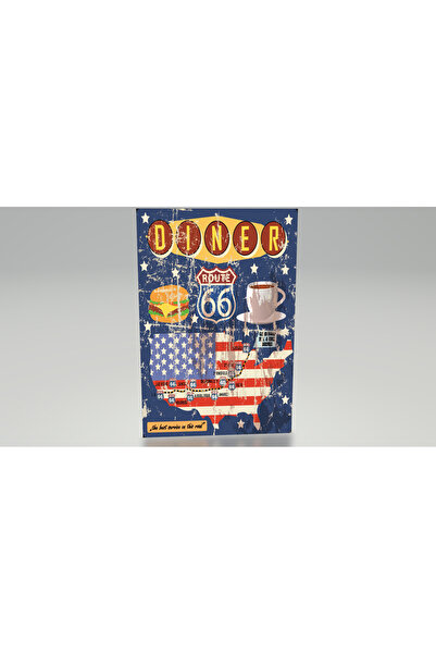 Hayat Poster route 66 america motor mașină clasică hamnurger cafea bucătărie cafenea bar decor poster retro din lemn