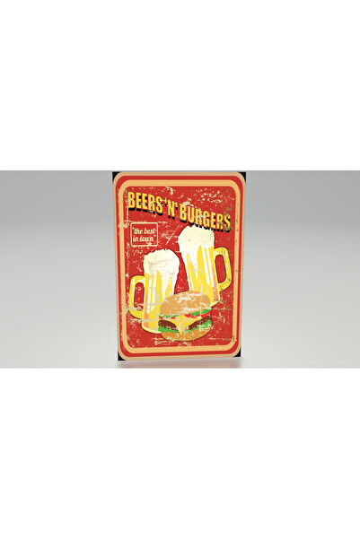 Hayat Poster Eskitilmiş nostaljik bira hamburger restoran kafe bar mutfak dek...