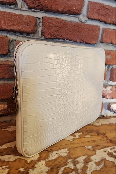 HNB حافظة كمبيوتر محمول متوافقة مع جهاز Macbook Air Pro مقاس 13 و14 بوصة من White Crocodile (مع حقيبة هدايا صغيرة)