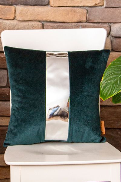 Rayda Home Decorative Emerald Green / Silver Shiny Leather Detailed Throw Pillow Cover Luna 40*40 Cm