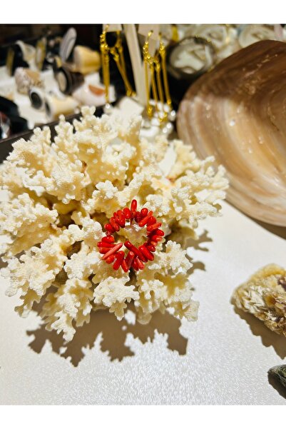 Luna Coral Natural Stone Flexible Ring