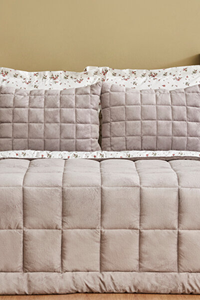 Karaca Home Lorrie Tek Kişilik Baskılı Tedy Comfort Set Gri