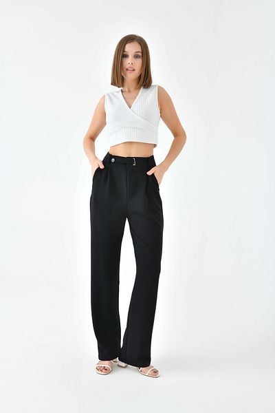 VOLT CLOTHİNG Women's Belt Detailed High Waist Full Lycra Trousers