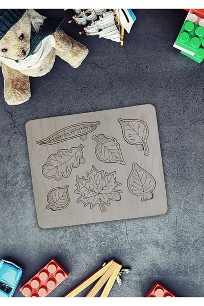 NT Handmade Wooden Educational Leaves Puzzle Jigsaw Puzzle for Kids - Children's Gift Wooden Toy