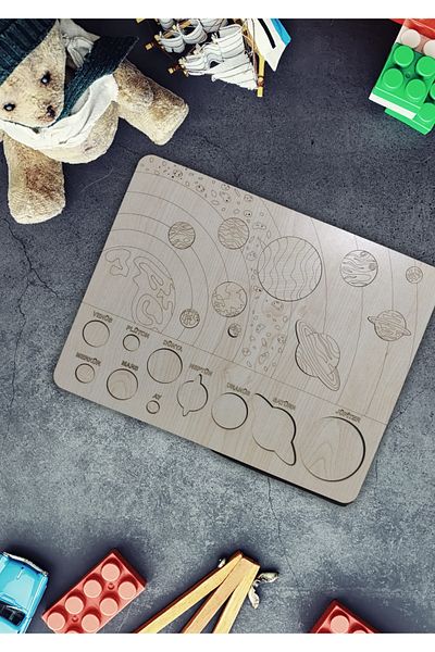 NT Handmade Wooden Educational Planets Puzzle for Kids - Children's Gift Wooden Toy