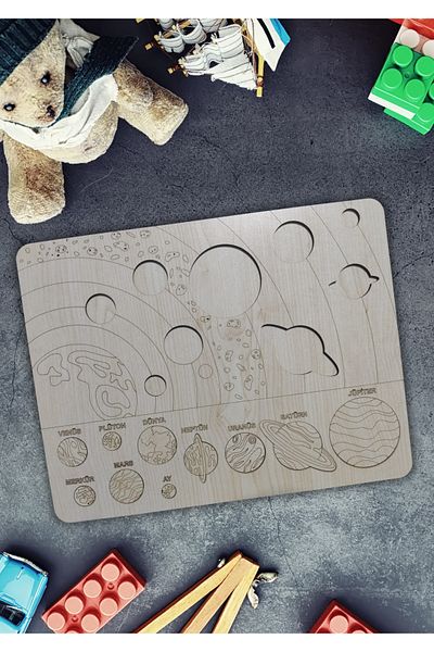 NT Handmade Wooden Educational Planets Puzzle for Kids - Children's Gift Wooden Toy