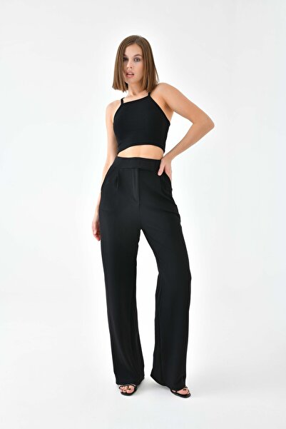 VOLT CLOTHİNG Women's High Waist Velcro Closure Lycra Palazzo Pants