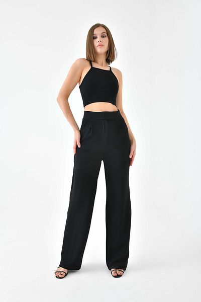VOLT CLOTHİNG Palazzo-Hose aus Lycra mit hoher Taille und Klettverschluss für Damen