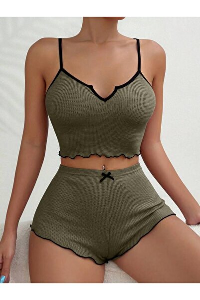 Fancy&Dancy Kadın Haki Renk Kaşkorse Kumaş Büstiyerli İç Çamaşır Takımı