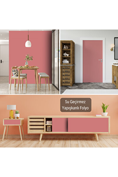 Dekoros Koyu Pembe Yapışkanlı Folyo, Mutfak Dolap, Tezgah Arası ve Mobilya Kaplama Kağıdı 45x500cm 0444