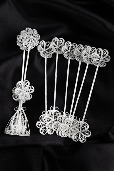 Black Sea Port Telkari Gümüş Kaplama Çay Kaşığı Ve Şeker Maşası Seti