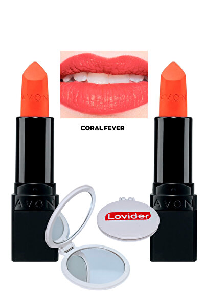 AVON Ultra Mat Ruj Coral Fever 2'li + Lovider Cep Aynası Hediye