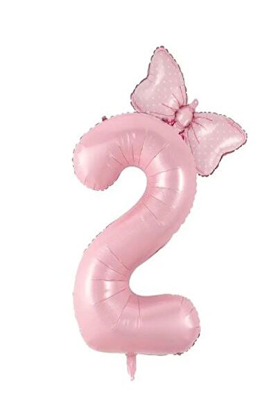 BEST PARTİ DOĞUM GÜNÜ PARTİ SÜSLERİ Pembe Rakam Fiyonk Folyo Balon Seti Yaş 2