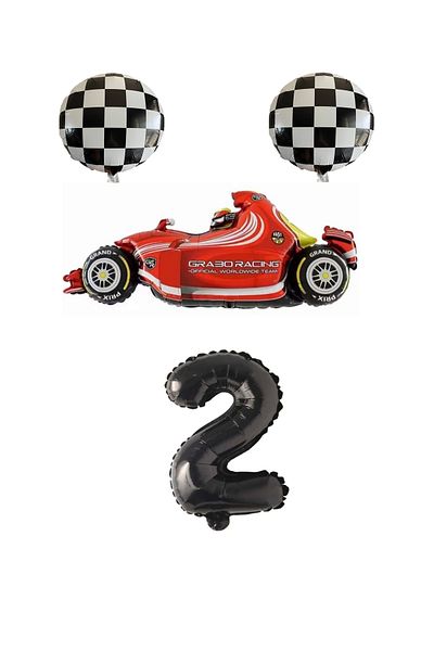 BEST PARTİ DOĞUM GÜNÜ PARTİ SÜSLERİ Race Car Number Foil Balloon Set Age 2