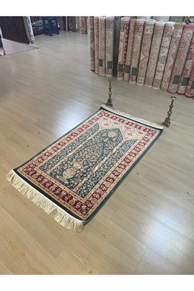 SOMTAŞ HALI LACİVERT BORDO İPEK SECCADE BAMBU NAMAZLA