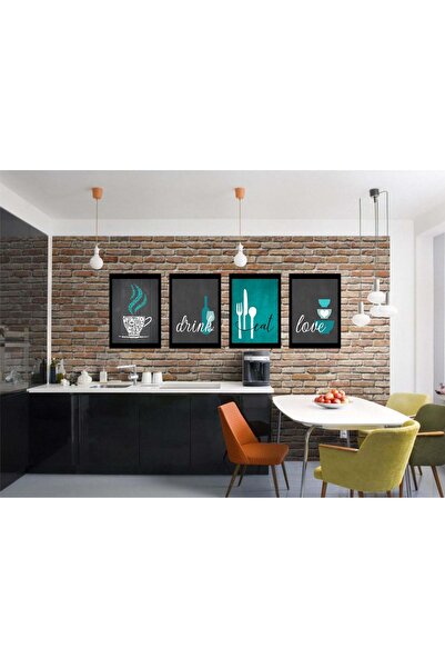 icase Tablou decorativ pentru bucătărie Coffy Drink Eat Love Tablou scris Set...