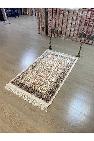 SOMTAŞ HALI KREM LACİVERT İPEK SECCADE BAMBU NAMAZLA