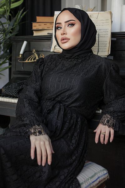 InStyle Lined Embroidery Dress - Black