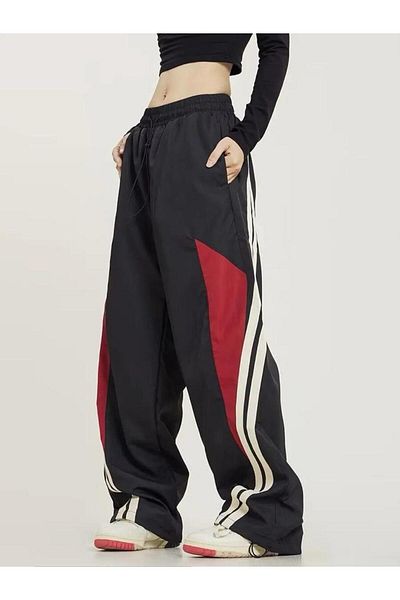 DEEFWEAR Y2k STRIP DETAIL UNISEX PARACHUTE TRACK PANTS / TROUSERS